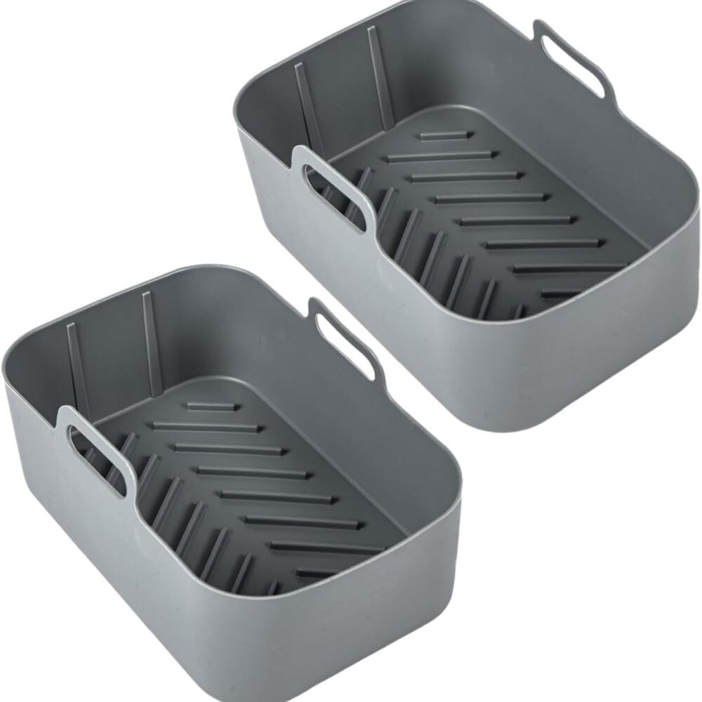 2/$14 💥🆕 Air Fryer Grey Reusable Rectangle Silicon Liners | 2 Pack | 4730